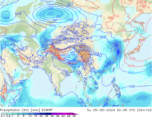 Precipitazione (6h) ECMWF dom 05.05.2024 06 UTC