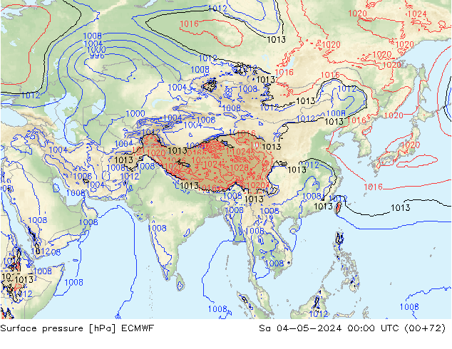 Surface pressure ECMWF Sa 04.05.2024 00 UTC