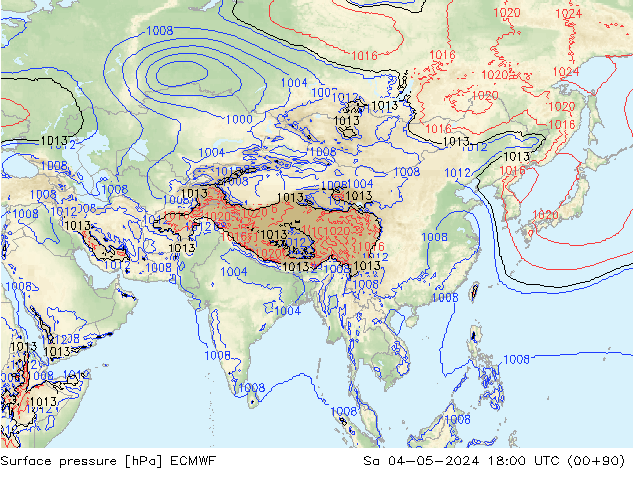 Luchtdruk (Grond) ECMWF za 04.05.2024 18 UTC