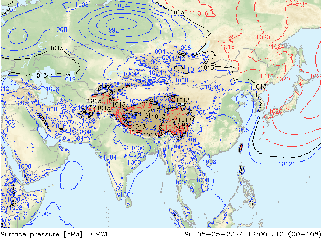 Presión superficial ECMWF dom 05.05.2024 12 UTC