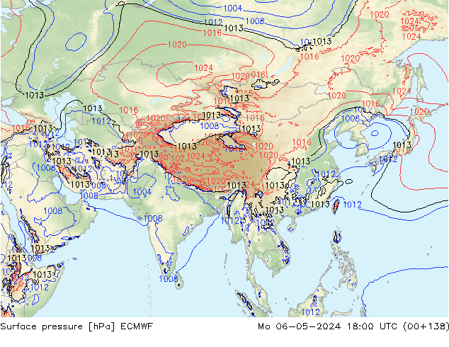 pressão do solo ECMWF Seg 06.05.2024 18 UTC