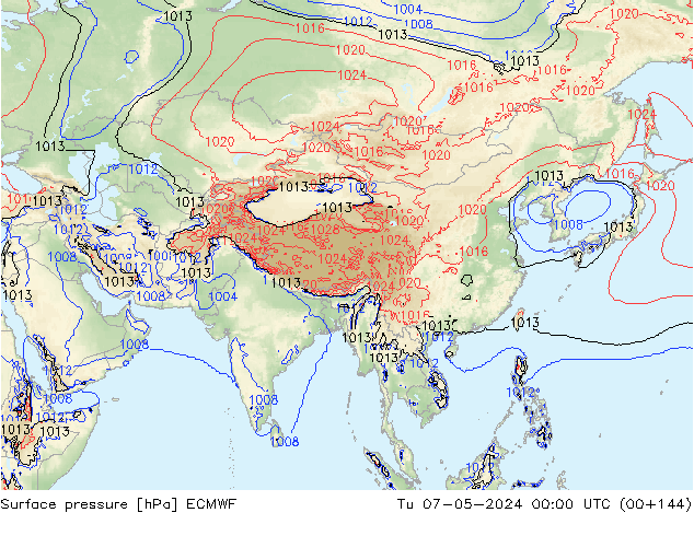 Pressione al suolo ECMWF mar 07.05.2024 00 UTC