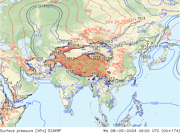 Atmosférický tlak ECMWF St 08.05.2024 06 UTC