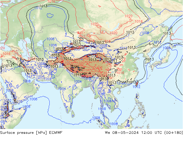 pressão do solo ECMWF Qua 08.05.2024 12 UTC