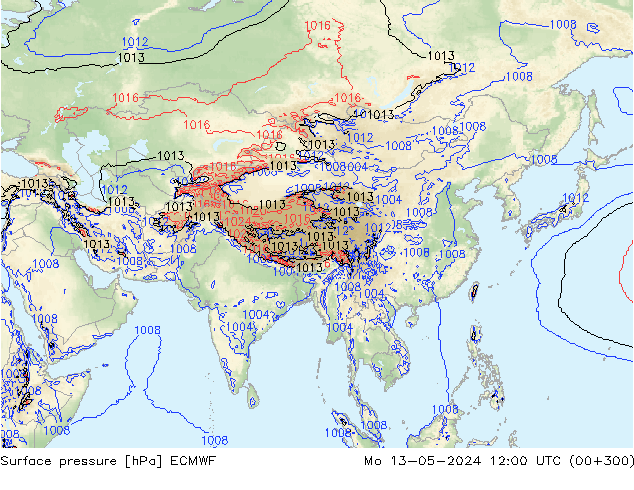 Surface pressure ECMWF Mo 13.05.2024 12 UTC