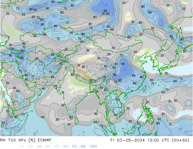 RH 700 hPa ECMWF Fr 03.05.2024 12 UTC