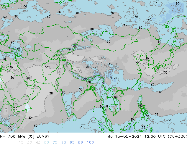 RH 700 hPa ECMWF Mo 13.05.2024 12 UTC