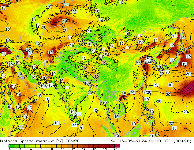 Isotachs Spread ECMWF dom 05.05.2024 00 UTC