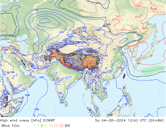 High wind areas ECMWF sab 04.05.2024 12 UTC