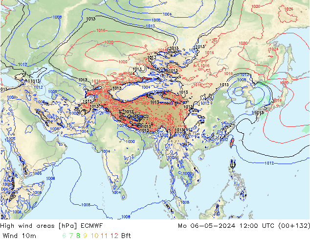 High wind areas ECMWF Po 06.05.2024 12 UTC