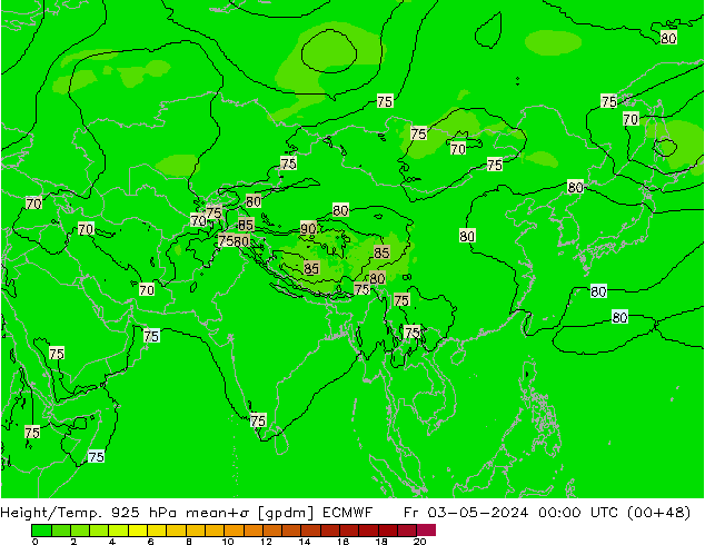 Height/Temp. 925 hPa ECMWF Pá 03.05.2024 00 UTC