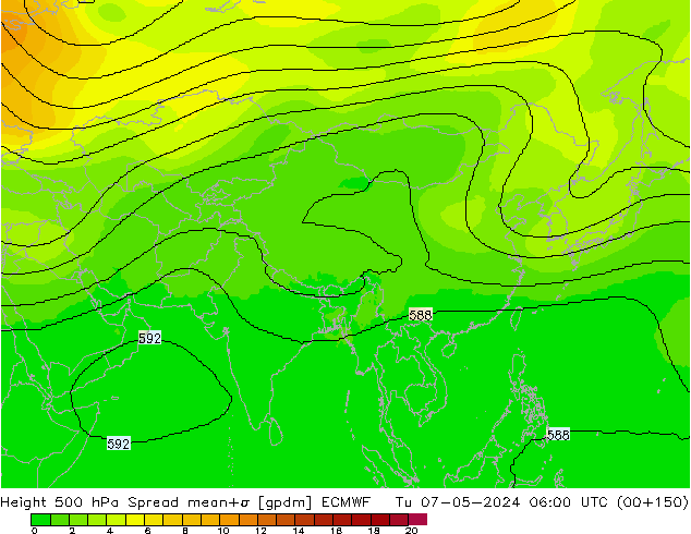 Height 500 hPa Spread ECMWF Tu 07.05.2024 06 UTC