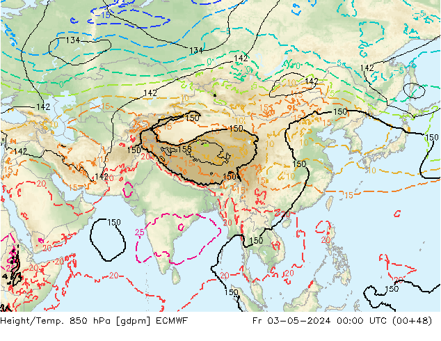 Height/Temp. 850 hPa ECMWF Sex 03.05.2024 00 UTC
