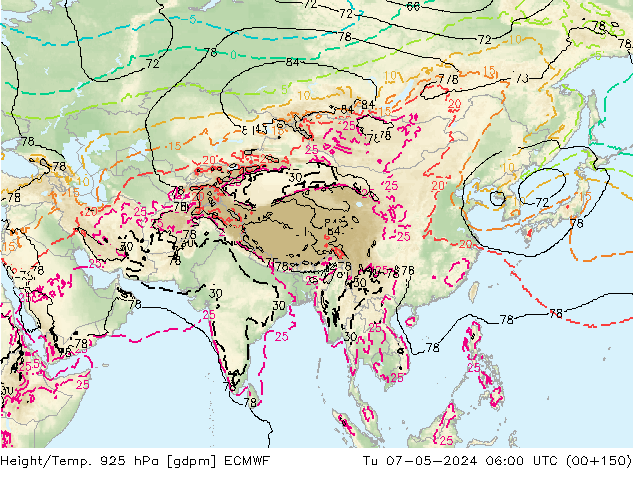 Geop./Temp. 925 hPa ECMWF mar 07.05.2024 06 UTC