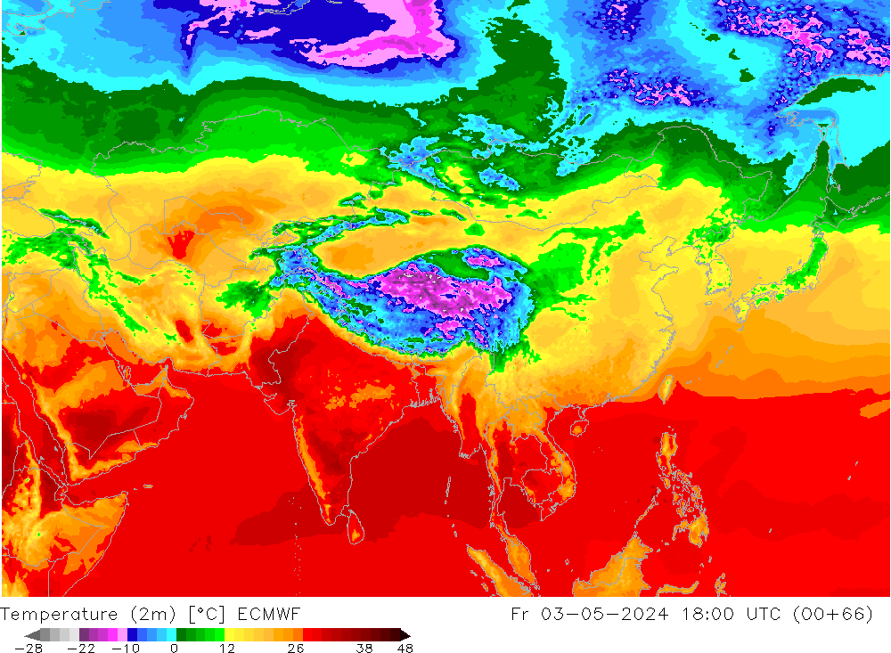 Temperature (2m) ECMWF Fr 03.05.2024 18 UTC