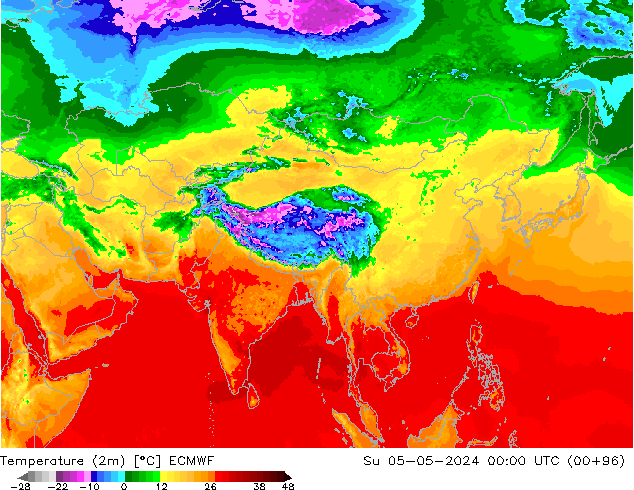 карта температуры ECMWF Вс 05.05.2024 00 UTC