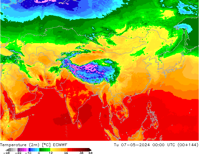 Temperature (2m) ECMWF Tu 07.05.2024 00 UTC