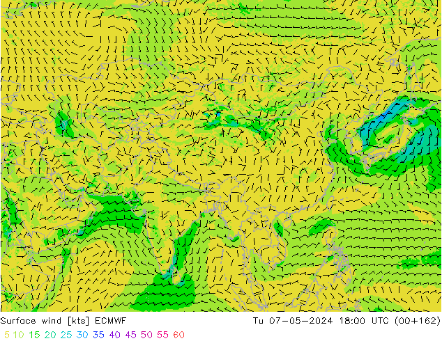 Surface wind ECMWF Tu 07.05.2024 18 UTC