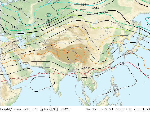 Height/Temp. 500 hPa ECMWF So 05.05.2024 06 UTC