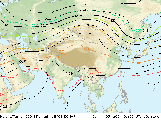 Height/Temp. 500 hPa ECMWF So 11.05.2024 00 UTC