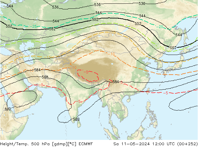 Height/Temp. 500 гПа ECMWF сб 11.05.2024 12 UTC