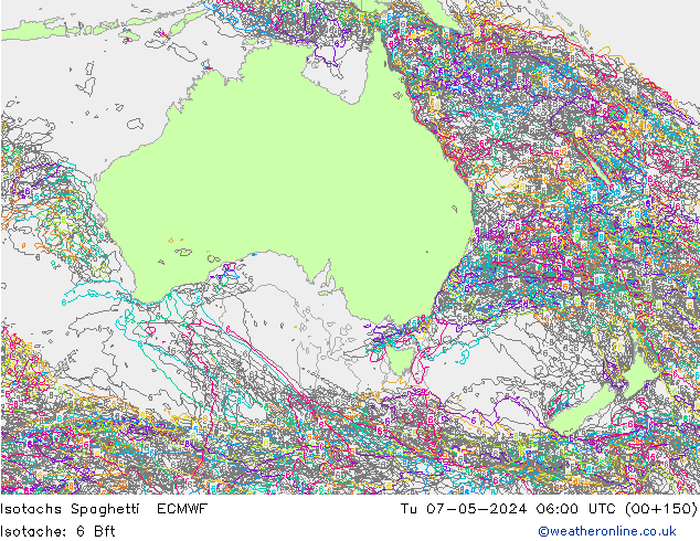 Isotachs Spaghetti ECMWF Tu 07.05.2024 06 UTC