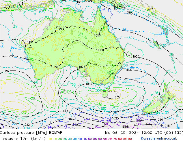 Isotachs (kph) ECMWF Mo 06.05.2024 12 UTC