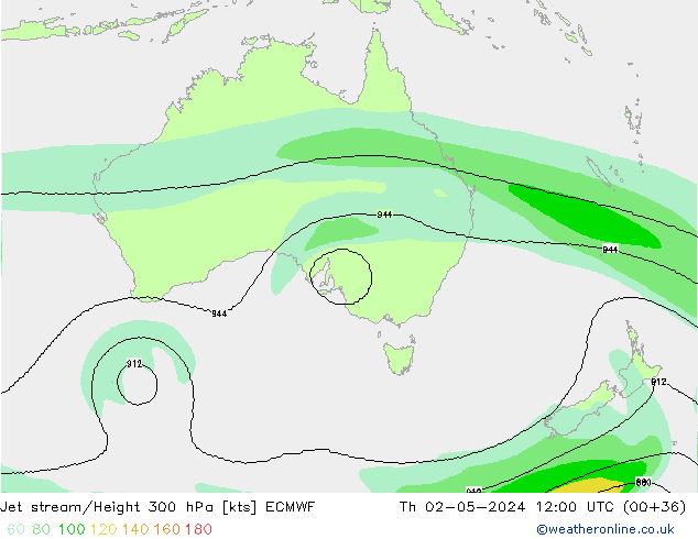 Jet stream/Height 300 hPa ECMWF Th 02.05.2024 12 UTC