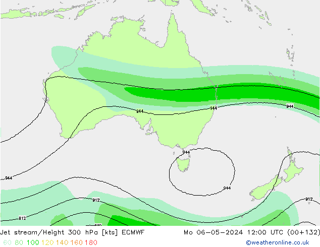 Jet stream/Height 300 hPa ECMWF Mo 06.05.2024 12 UTC