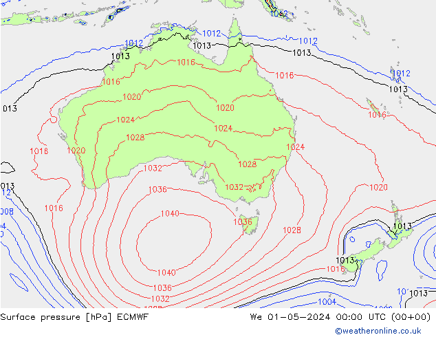 Luchtdruk (Grond) ECMWF wo 01.05.2024 00 UTC