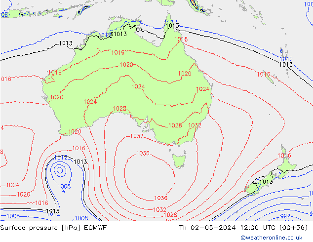 Luchtdruk (Grond) ECMWF do 02.05.2024 12 UTC