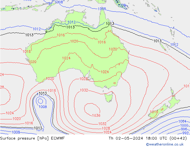 Luchtdruk (Grond) ECMWF do 02.05.2024 18 UTC