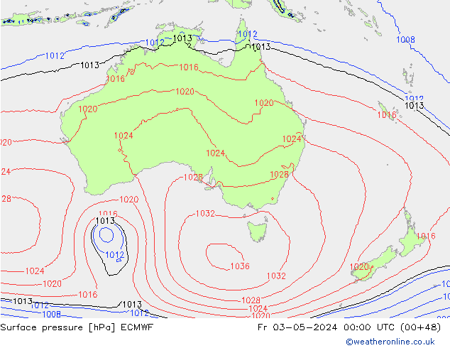 Atmosférický tlak ECMWF Pá 03.05.2024 00 UTC