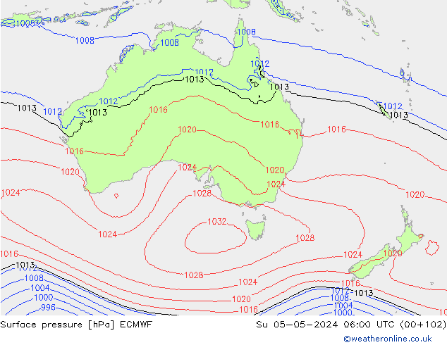 Surface pressure ECMWF Su 05.05.2024 06 UTC