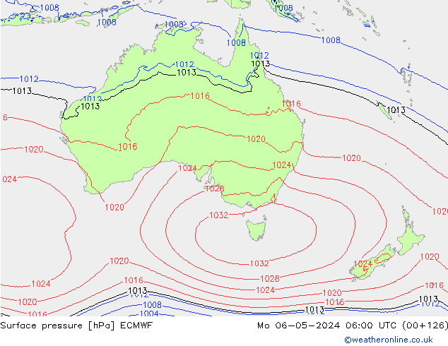 Atmosférický tlak ECMWF Po 06.05.2024 06 UTC