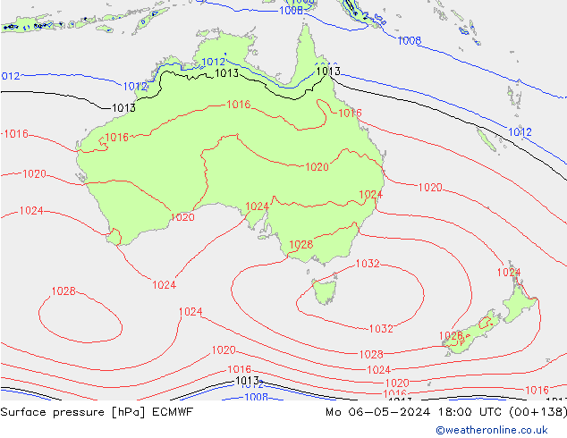 Luchtdruk (Grond) ECMWF ma 06.05.2024 18 UTC