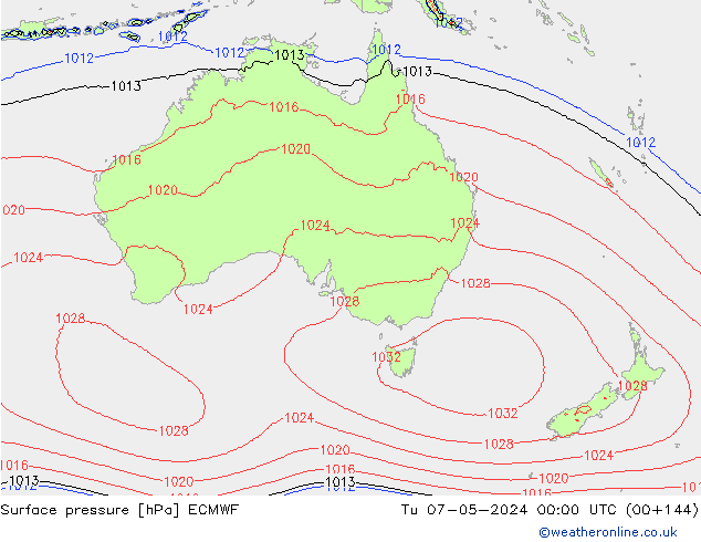 приземное давление ECMWF вт 07.05.2024 00 UTC