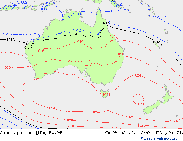 Surface pressure ECMWF We 08.05.2024 06 UTC