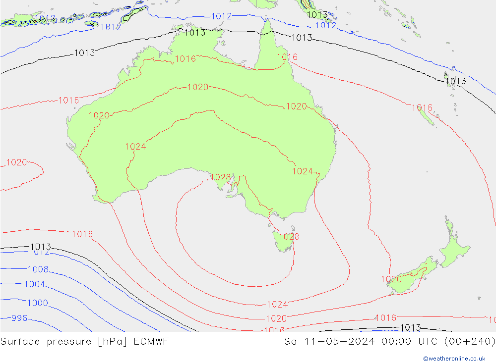 Surface pressure ECMWF Sa 11.05.2024 00 UTC