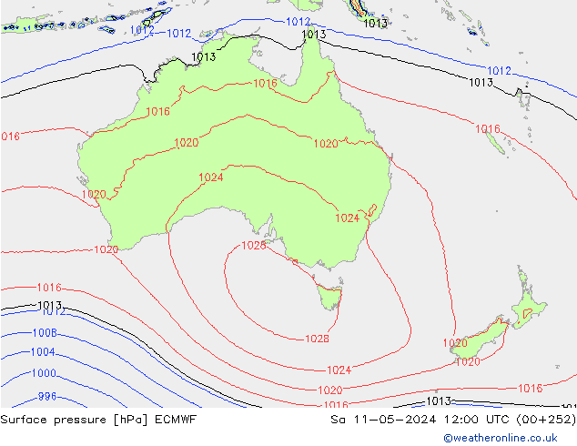 Surface pressure ECMWF Sa 11.05.2024 12 UTC