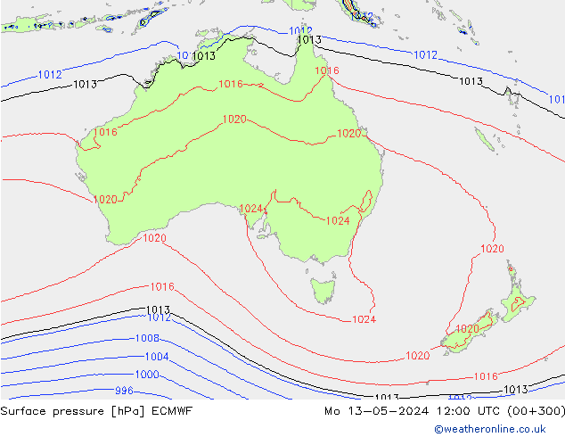 Surface pressure ECMWF Mo 13.05.2024 12 UTC