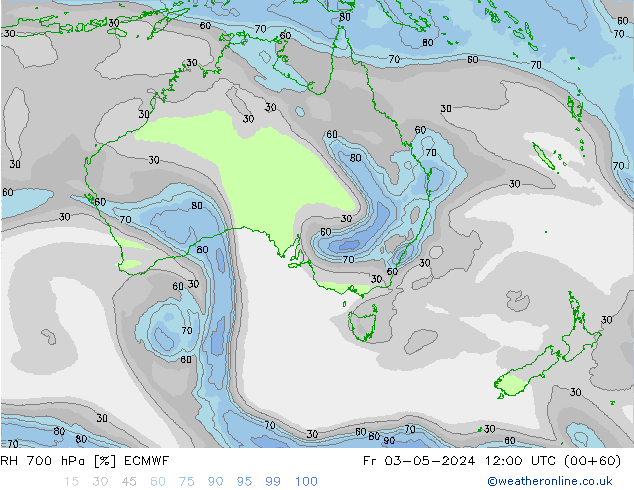 RH 700 hPa ECMWF Fr 03.05.2024 12 UTC