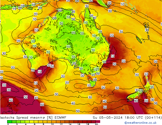 Isotachs Spread ECMWF Su 05.05.2024 18 UTC