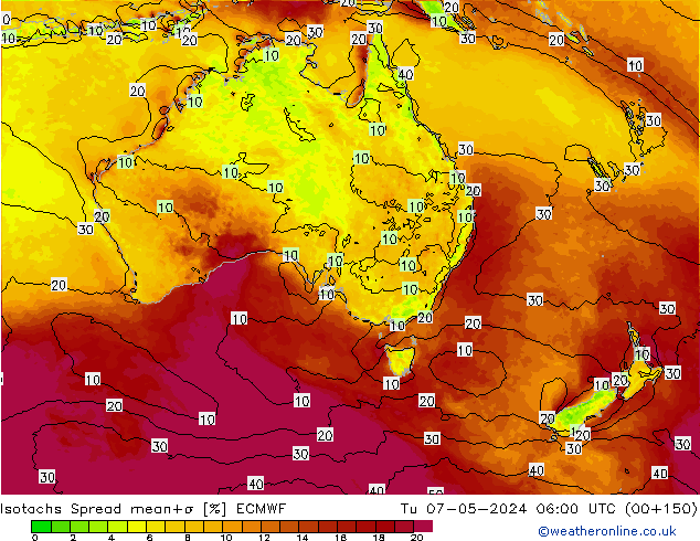 Isotachen Spread ECMWF di 07.05.2024 06 UTC