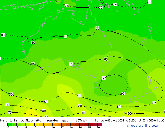 Hoogte/Temp. 925 hPa ECMWF di 07.05.2024 06 UTC