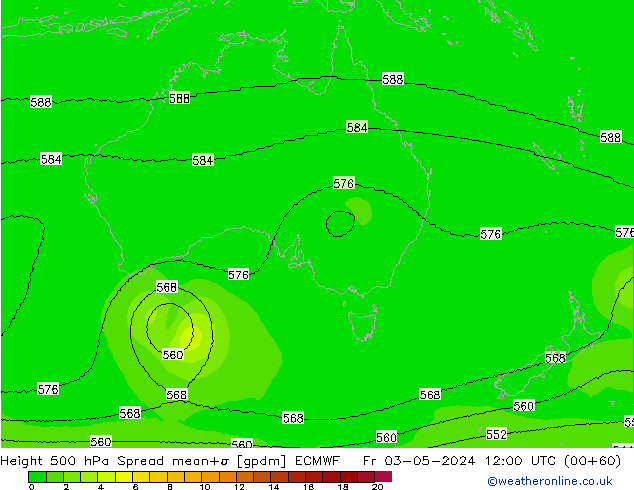 Height 500 hPa Spread ECMWF Fr 03.05.2024 12 UTC