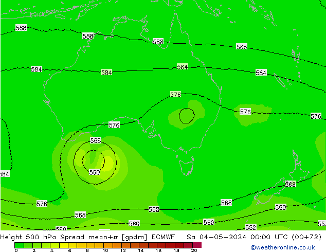 Height 500 hPa Spread ECMWF Sa 04.05.2024 00 UTC