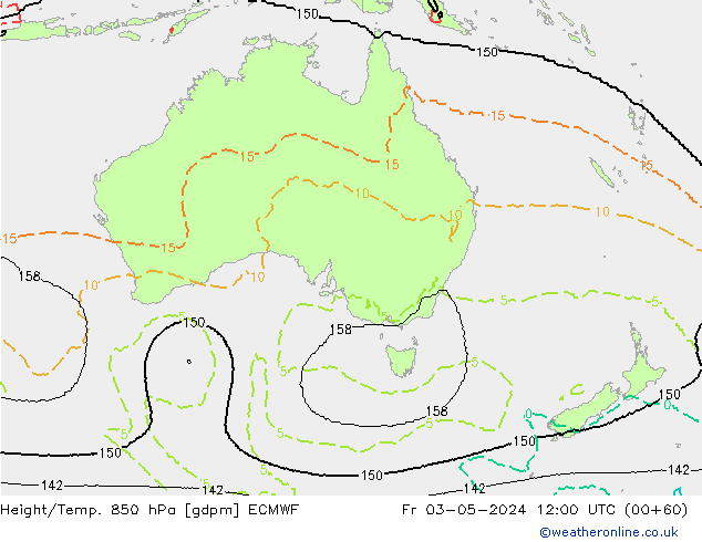 Height/Temp. 850 hPa ECMWF  03.05.2024 12 UTC