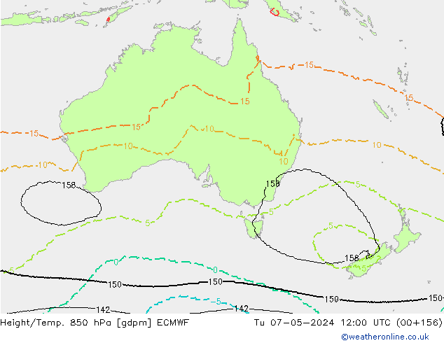 Height/Temp. 850 гПа ECMWF вт 07.05.2024 12 UTC