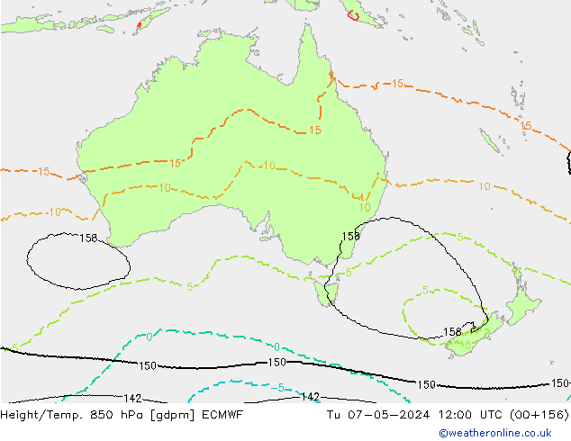 Height/Temp. 850 hPa ECMWF Tu 07.05.2024 12 UTC